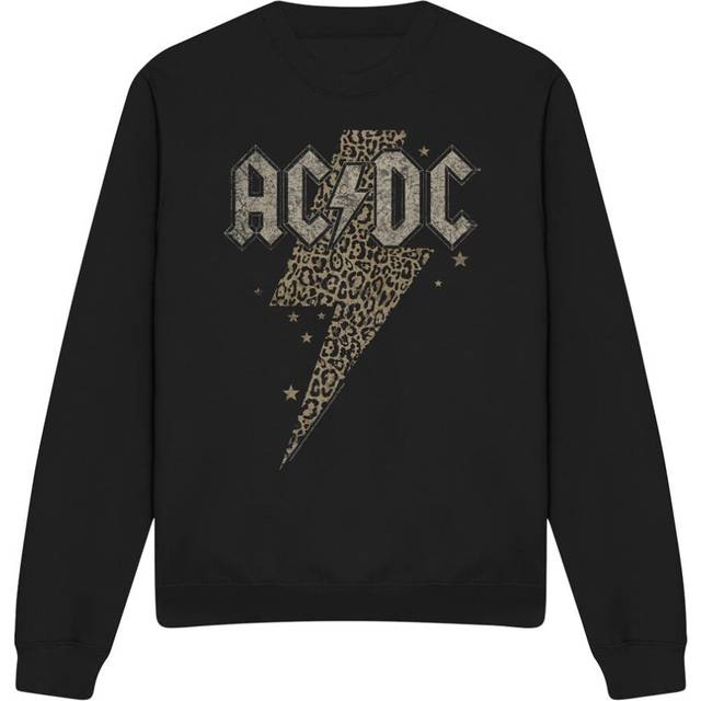 (M, Black) AC/DC Unisex Adult Leopard Print Bolt Sweatshirt