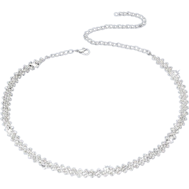 SHEIN 1pc Luxury Water Drop Rhinestone Claw Chain Soldered Rhinestone Necklace For Women, Perfect For Wedding, Engagement, Evening Party