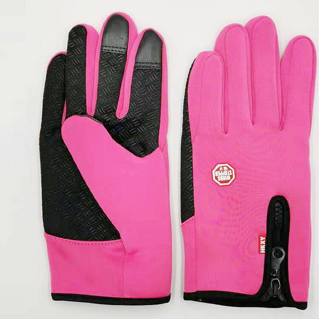 (M, 5-Pink) Waterproof Winter Warm Thermal Ski Gloves Men Women Full Finger Touch