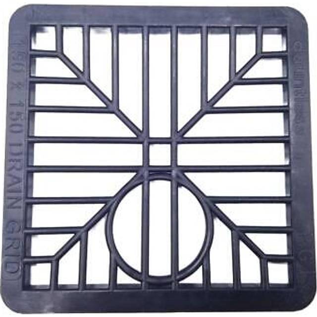 Pepte - Black Square Gully Grid Drain Cover Grate Plastic Outdoor 6 inch 150x150mm