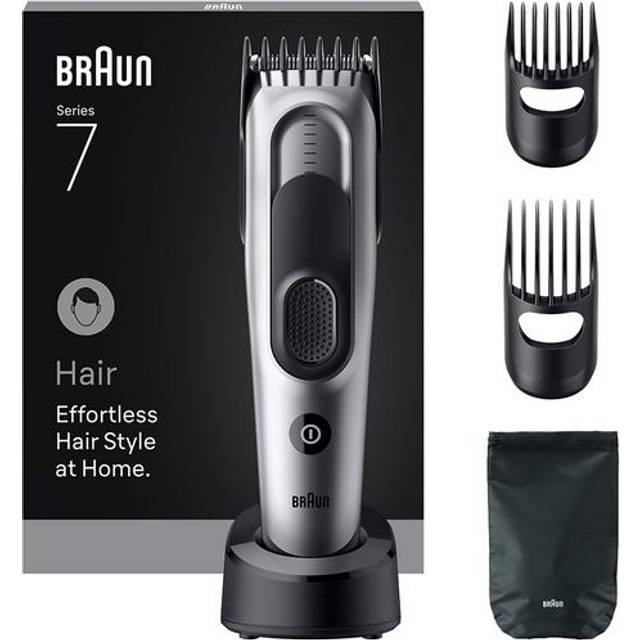 Braun Hair Clipper Series 7, +5 Styling Tools, Lifetime Sharp Blade, 17 Lengths, HC7590, Grey, Grey