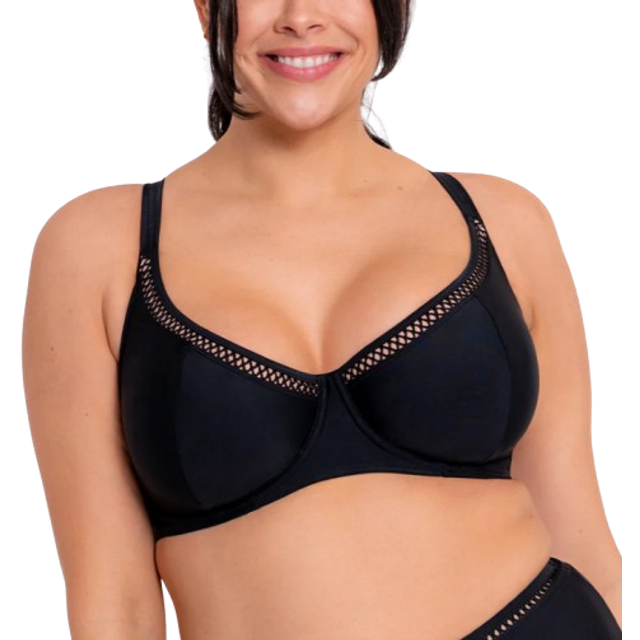 Curvy kate multiway balcony bikini top first class womens swimwear black d-k