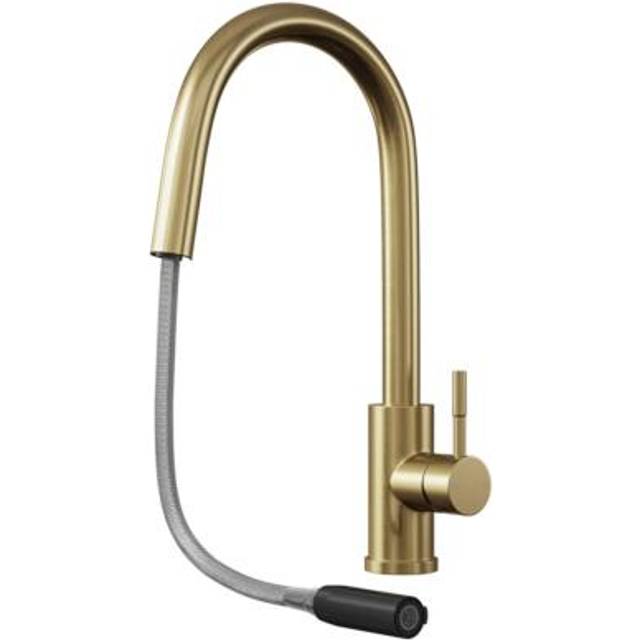 Liquida epo11br single lever pull out mixer brushed brass kitchen mixer tap