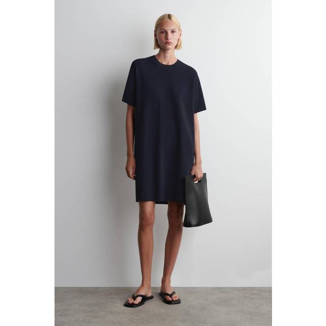 Knitted T-Shirt Dress - Navy