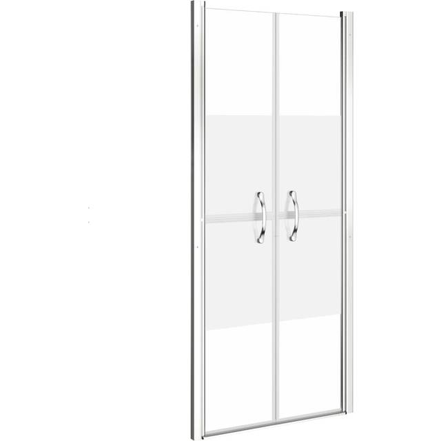 vidaXL Shower Door Half Frosted ESG 76x190 cm - silver