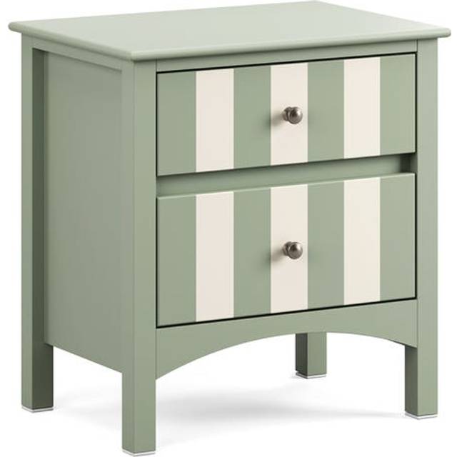 Beatrice Wide 2 Drawer Bedside Table - Sage