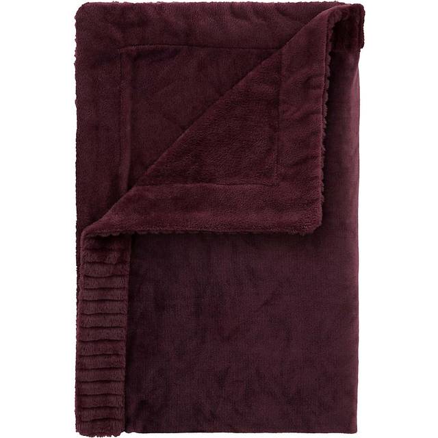 Catherine Lansfield Velvet and Faux Fur 150cmx200cm Throw Plum - Purple