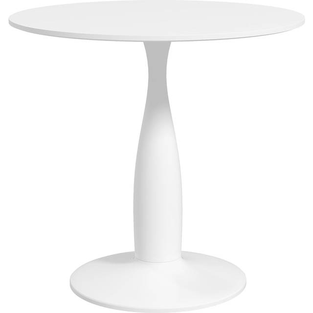 HOMCOM Round Dining Table with Steel Base for Living Room, Dining Room, White