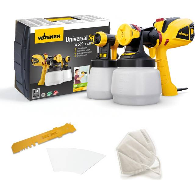 WAGNER Universal Sprayer W 590 FLEXiO paint spray system for dispersion/latex paints, varnishes & glazes indoors & outdoors, 15 m?-6 min, container 13