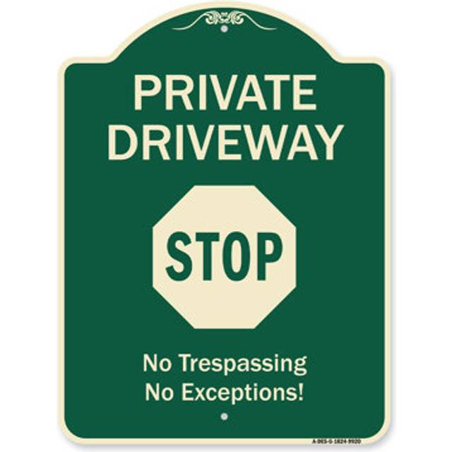 SignMission A-DES-BG-1824-9920 18 x 24 in. Designer Series Sign - Private Driveway Stop, Black & Gold
