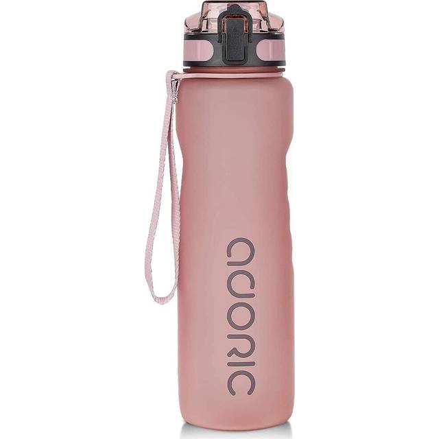 ADORIC Sports Water Bottle 1L, BPA Free Tritan Non-Toxic Plastic Sport Water Cup, Durable Leak Proof Water Bottle with Filter, Flip Top (Pink-1000ml)