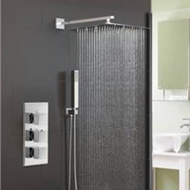 Nes Home - Orta Square Concealed Thermostatic Mixer Valve Hand Held 300mm Shower Head Set