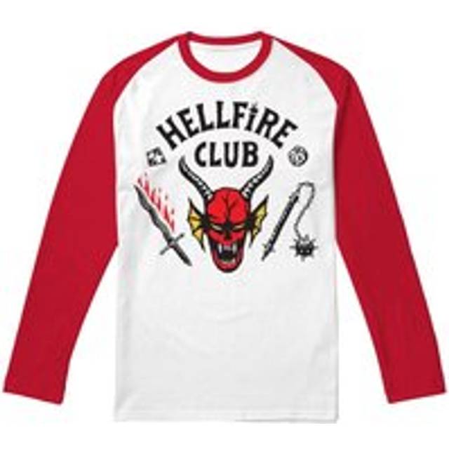 Stranger Things Hellfire Club Raglan Long Sleeve T-shirt S-2xl Red Raglan