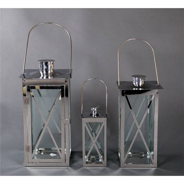 Stainless steel lanterns set of 3 garden lantern patio decoration candle holder