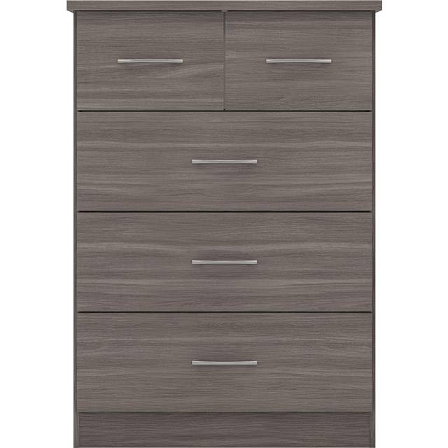 Seconique Nevada 3+2 Drawer Chest - Black Wood Grain, Black