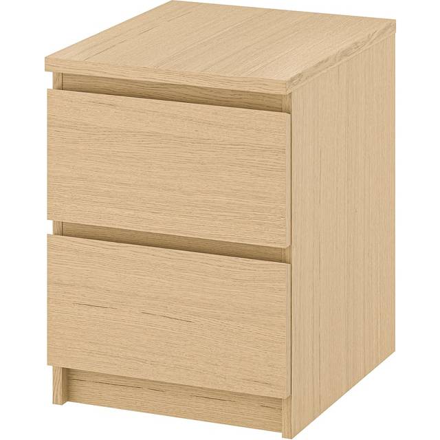 IKEA MALM Wooden Chest of 2 drawers, White stained oak veneer 40x55 cm