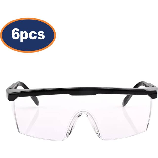 Industrial Safety Eyewear Glass Eye Protection Fog-Proof Lightweight Black 6Pcs