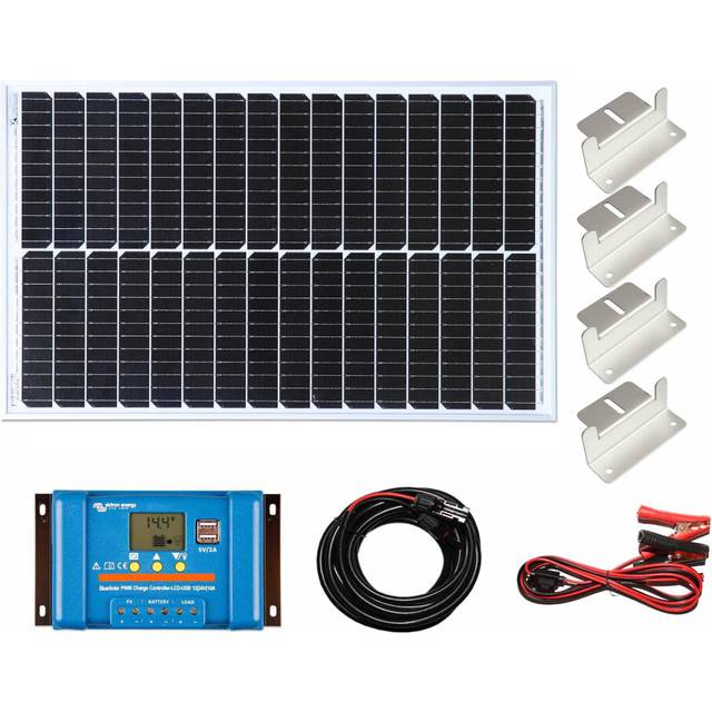 Victron 50w solar panel kit battery charging pwm controller cables & brackets
