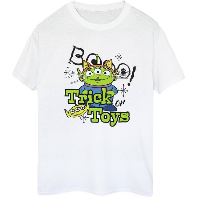Trick Or Toys Alien Cotton Boyfriend Halloween T-Shirt - White - XXL