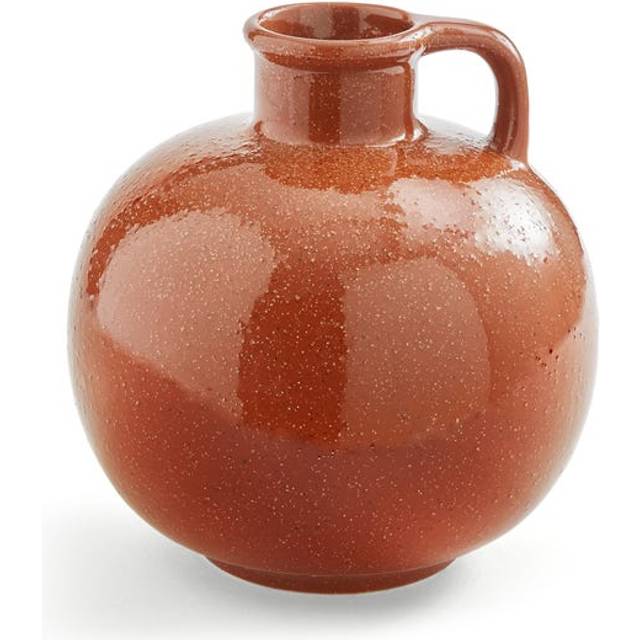 Terracotta Glazed Textured Ceramic Urn Vase
