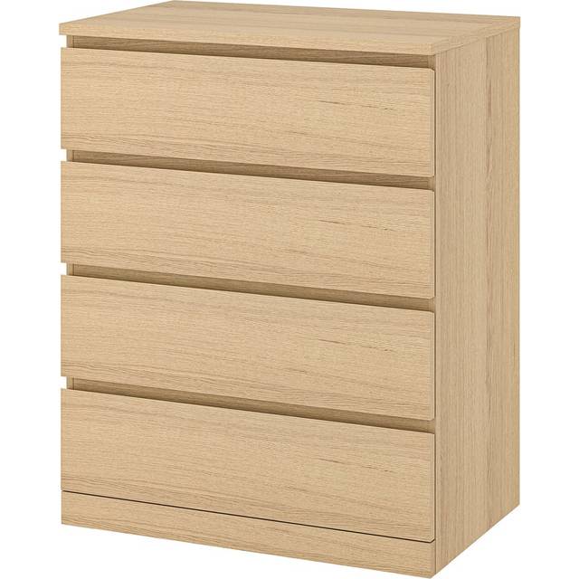 Ikea MALM Chest of 4 drawers, white stained oak veneer 80x100 cm