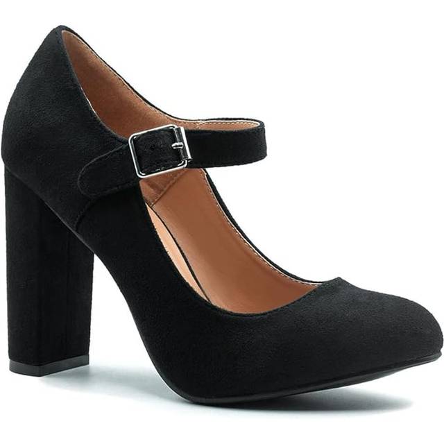 Where's That From 'michelle' Block High Heel Pump In Jet Black - 8