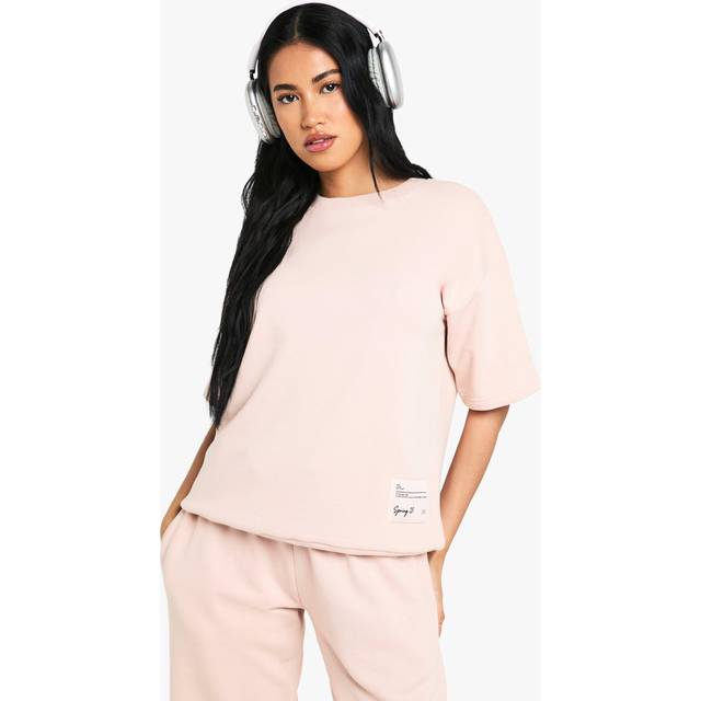 Womens Boxy Oversized Short Sleeve Sweatshirt - Pink - Xl, Pink