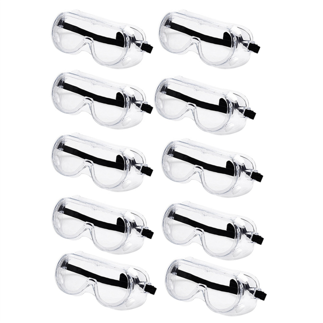 10PCS Outdoors Safety Goggle Anti Splash Dust Proof Work Lab Eyewear Eye Protection Industrial Glasses Clear Lens