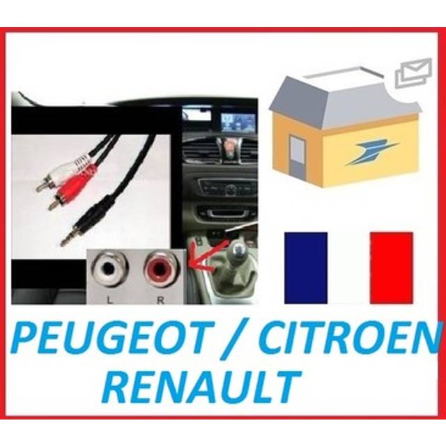 Auxiliary cable rca jack mp3 car radio renault citroen peugeot