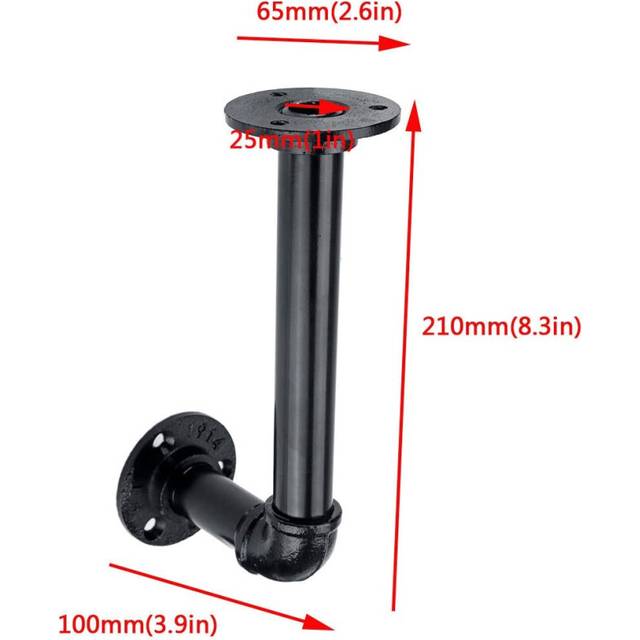 (210mm) 1 Pair of 80/130/170/210mm Steel Pipe Shelf Bracket Holder DIY Pipe Shelf Brackets