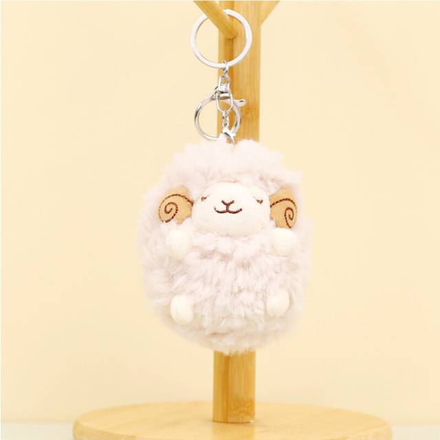 (Pink Sheep) Sheep Cute Plush Keychain Adorable Wool Doll For Bags And Keys
