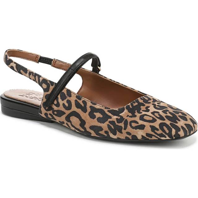Naturalizer Connie Mary Jane Slingback Flat Shoes, Leopard Print Leather, 7.5 2W Strap