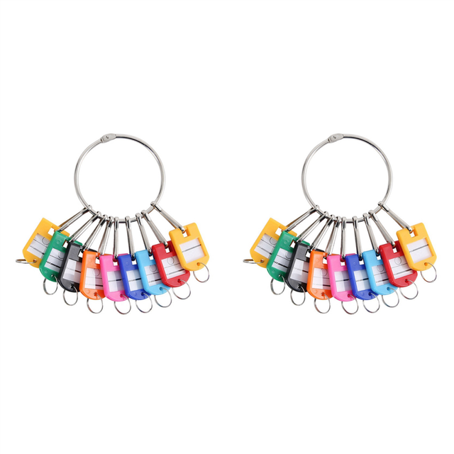 Portable Metal Ring Key Organizer with 20 Spring Hooks & Key Tags with Ring and Label Window