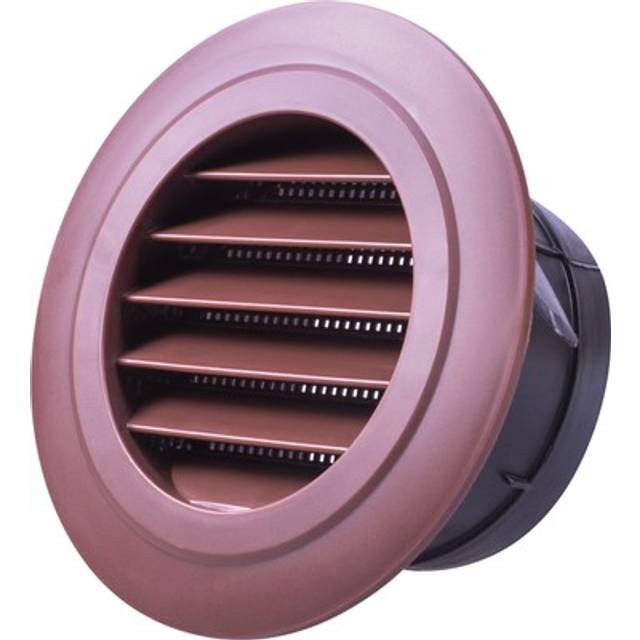 Wall Air Vent with Built in Mesh Screen 100mm Diameter - Brown