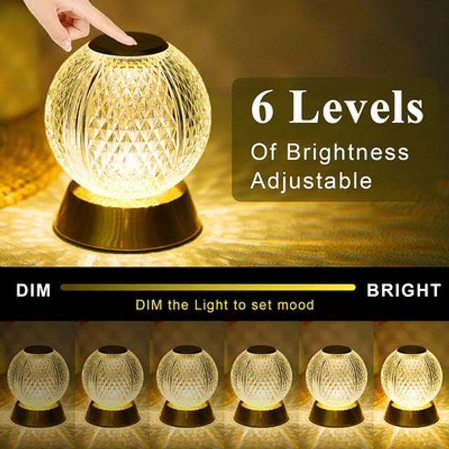 Neoglint crystal metal bedside lamp cordless table lamp touch control