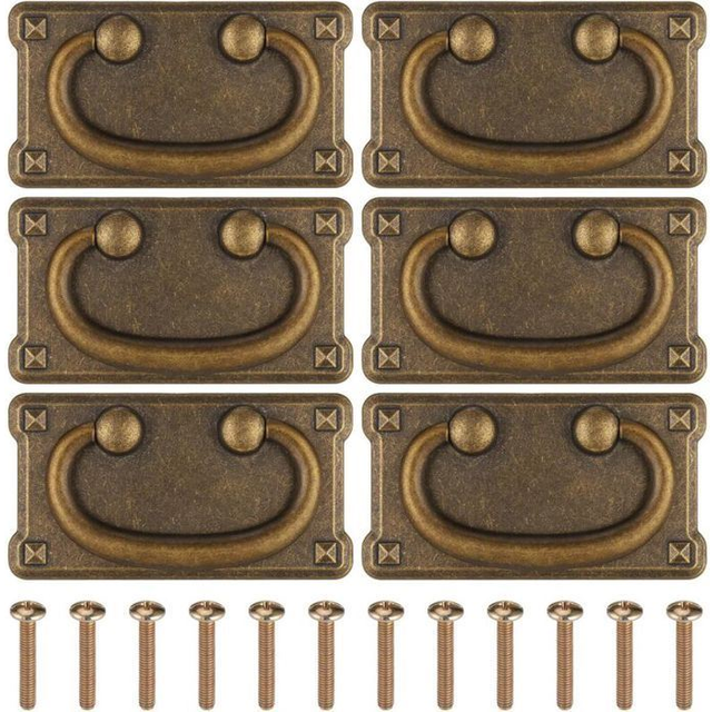 6pcs Vintage Furniture Handle Zinc Alloy Drawer Pulls Antique Ring 96 x 52mm VHV