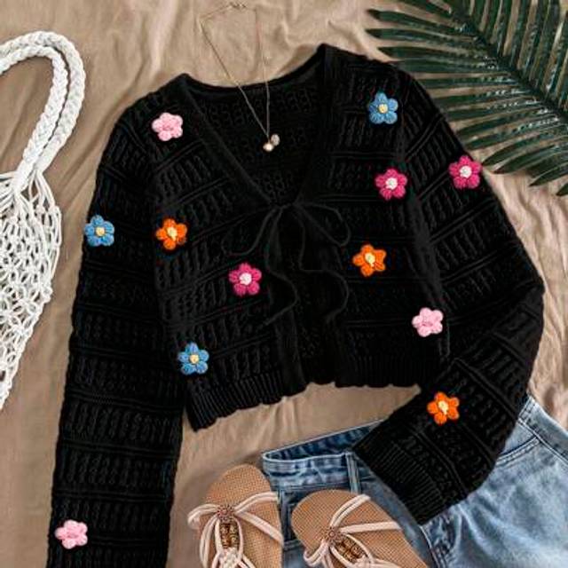 Travachic Women&#39;s Casual Lightweight Cardigan Sweater, Suitable For Summer Travel, Floral Decor