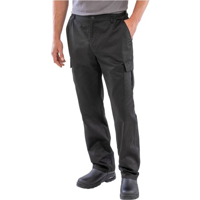 (XXL R, Black) Result Genuine Recycled Mens Plain Work Trousers