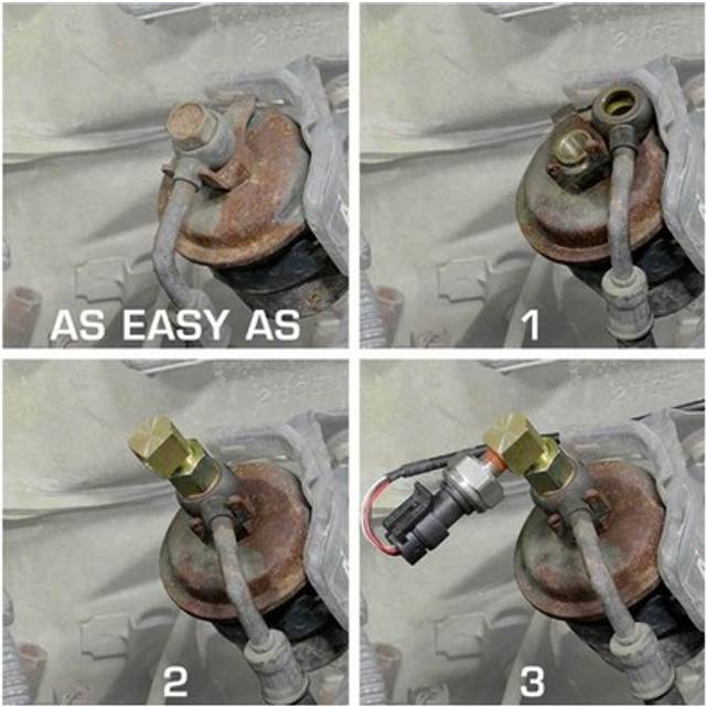 Fuel Pressure Gauge Banjo Bolt M12 X 1.25in 1/8‑27 Npt Female To Male 90 Deg Hen
