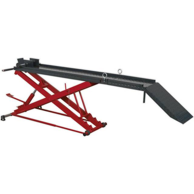 Heavy duty hydraulic motorcycle lift - 450kg capacity - front wheel clamp