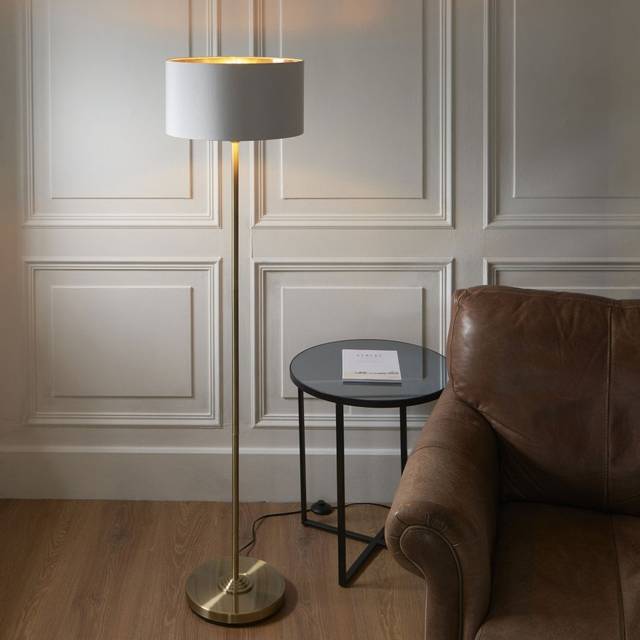 Endon Lighting Highclere Single Floor Lamp in Antique Brass with Vinta