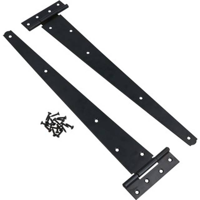 18in / 450mm heavy duty t tee hinges for shed + garden gates black finish 2pc