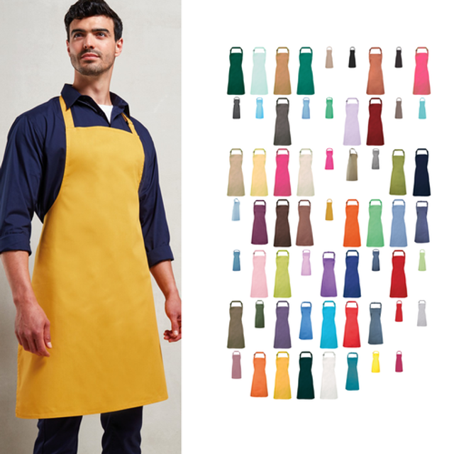 Premier colours bib apron (pr150) - cooking restaurant neckband workwear apron