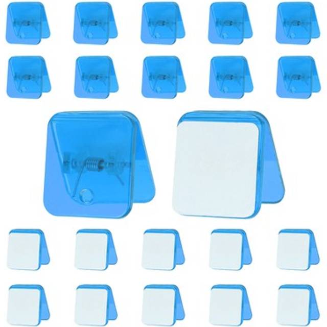 36 pcs plastic self adhesive clips sticky clips wall clips photo clip, blue