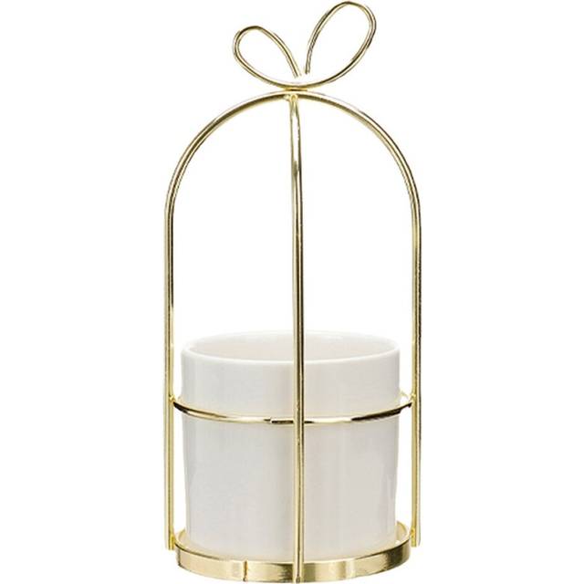 (Golden, B) Flower Shelf Rack Versatile Ceramic Vase Stand Metal Planter Iron Shelf for Cactus