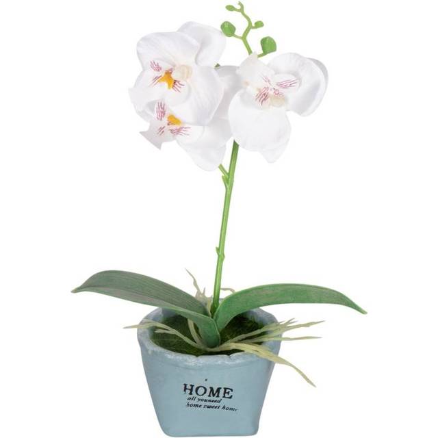 Konstgjord orkidé - Höjd 26 cm - Vita vackra blommor - Konstgjord krukväxt (0-49 cm)