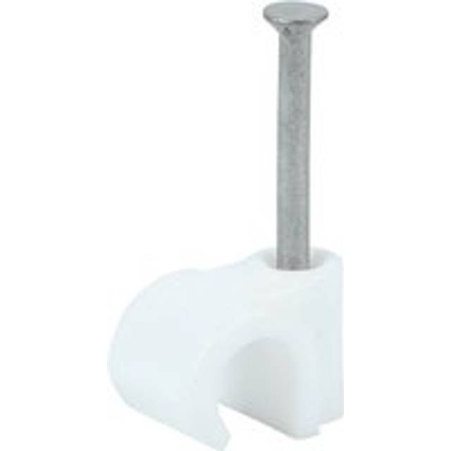 Timco Round Cable Clips White - To fit 7.0mm (100 Pack)