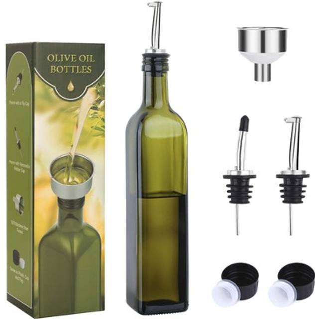 Aozita 17oz glass olive oil dispenser bottle - 500ml & vinegar green
