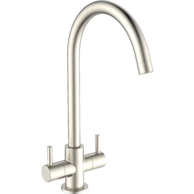 Corso Bathrooms Evolution Brushed Nickel Twin Lever Kitchen Mixer - One Size