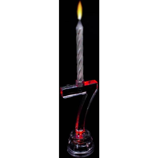 Birthday candle holder number 7 led flashing cake topper 4 wax candle cake decor